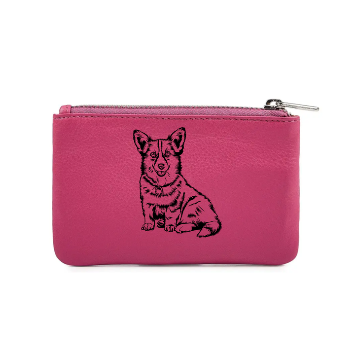 Corgi Engraved Genuine Leather Coin Purse (Multiple Colour Options)
