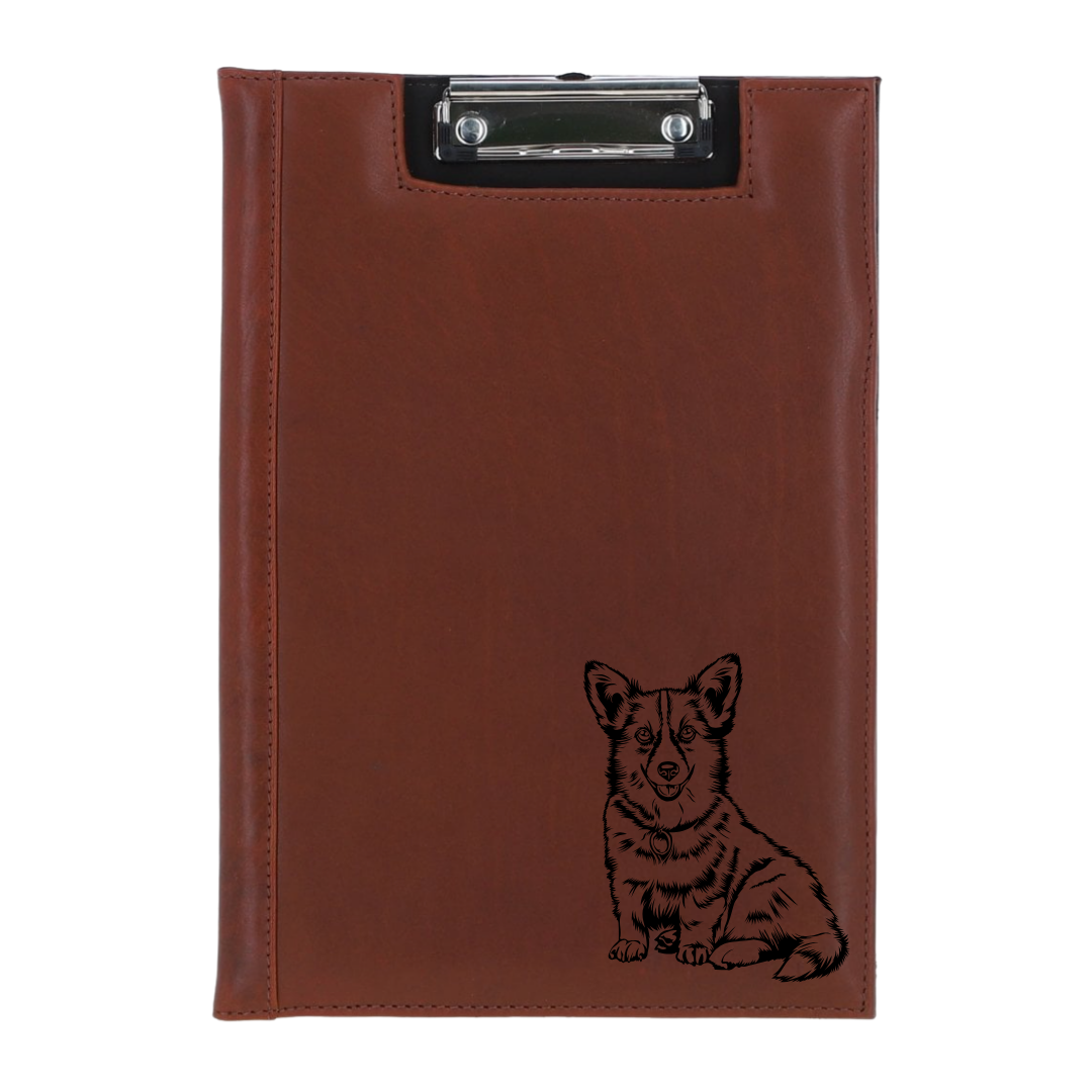 Corgi Engraved Leather Clipboard