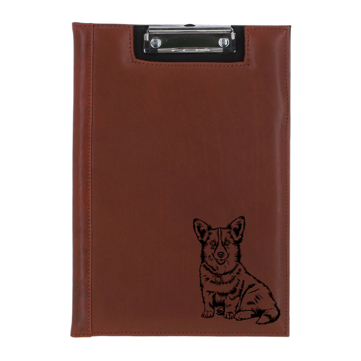 Corgi Engraved Leather Clipboard
