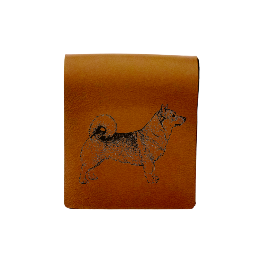 Swedish Vallhund Standing Engraved Genuine Leather Magnetic Bookmark