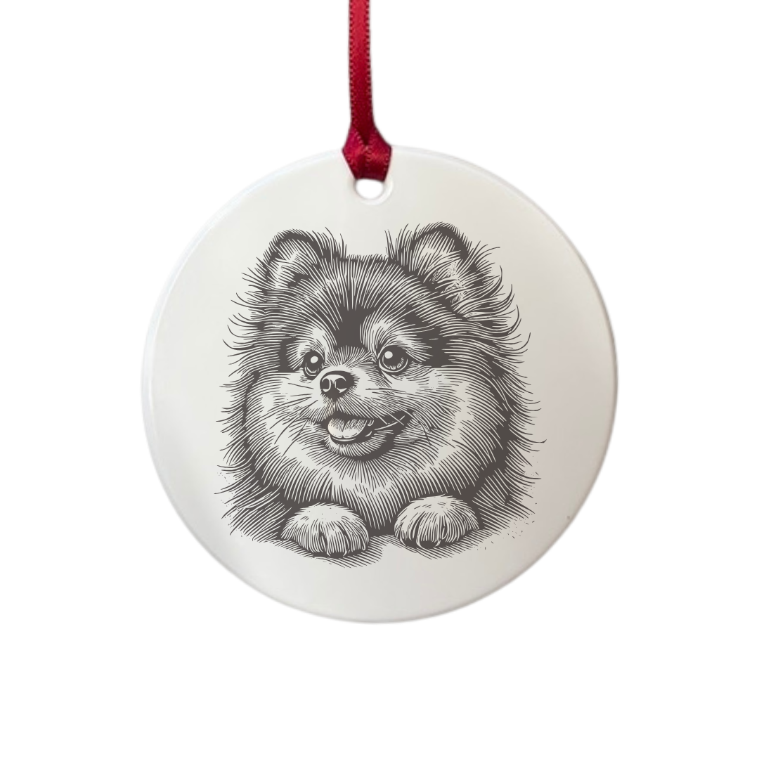 Personalised Pomeranian Paws Engraved White Acrylic Decoration