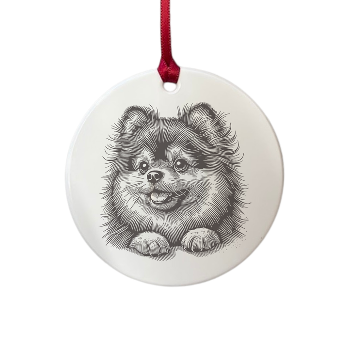 Personalised Pomeranian Paws Engraved White Acrylic Decoration