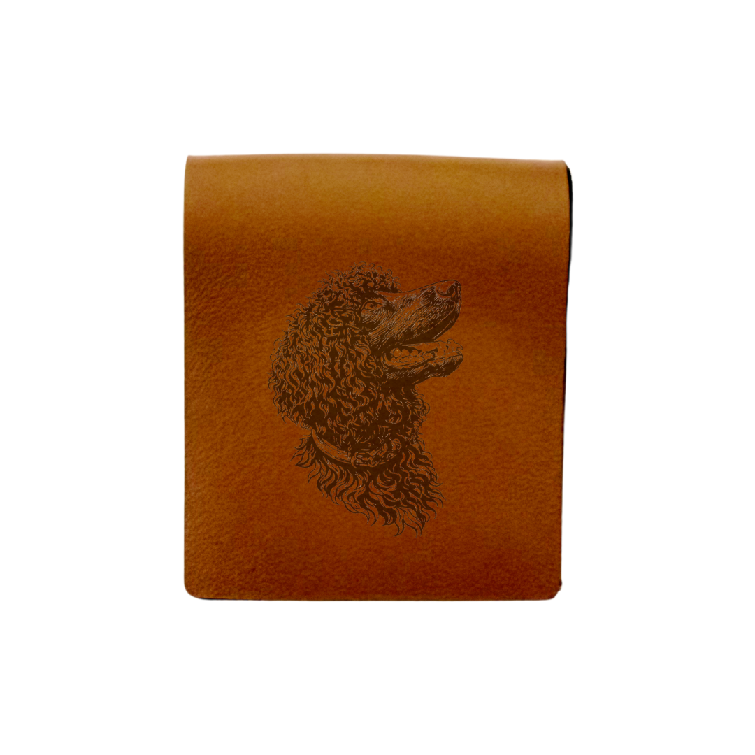 Irish Water Spaniel Face Engraved Genuine Leather Magnetic Bookmark