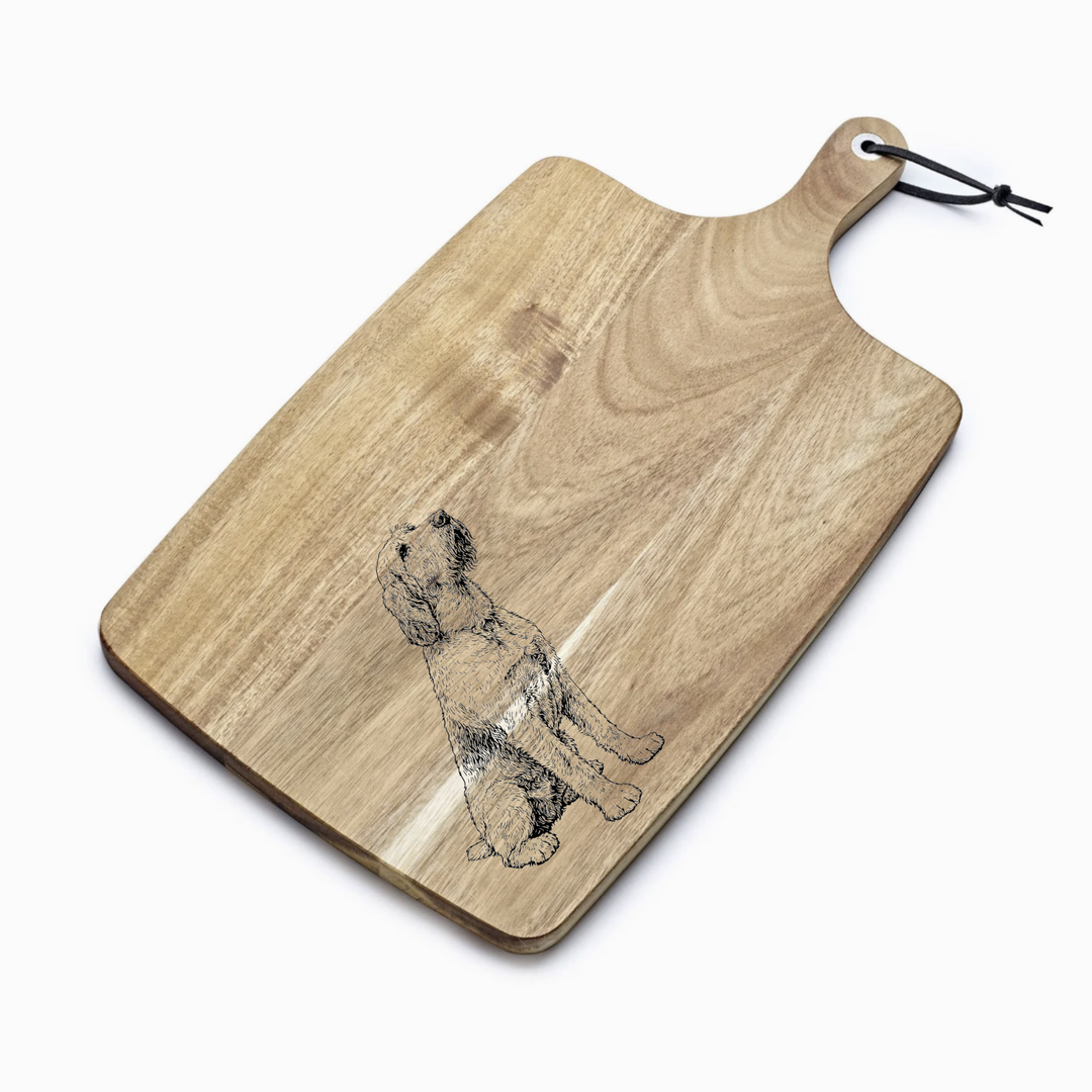 Personalised Italian Spinone Sitting Engraved Acacia Serving Board