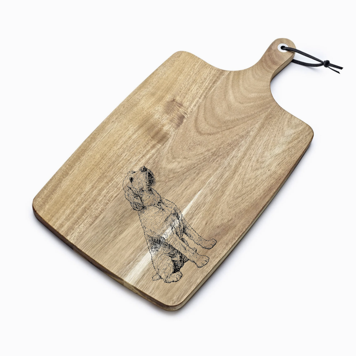 Personalised Italian Spinone Sitting Engraved Acacia Serving Board
