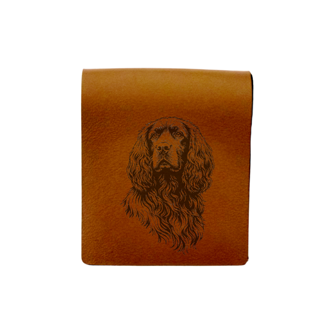 Working Cocker Spaniel Face Engraved Genuine Leather Magnetic Bookmark