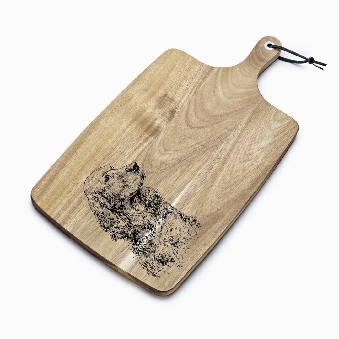 Personalised Irish Setter Face Engraved Acacia Serving Board