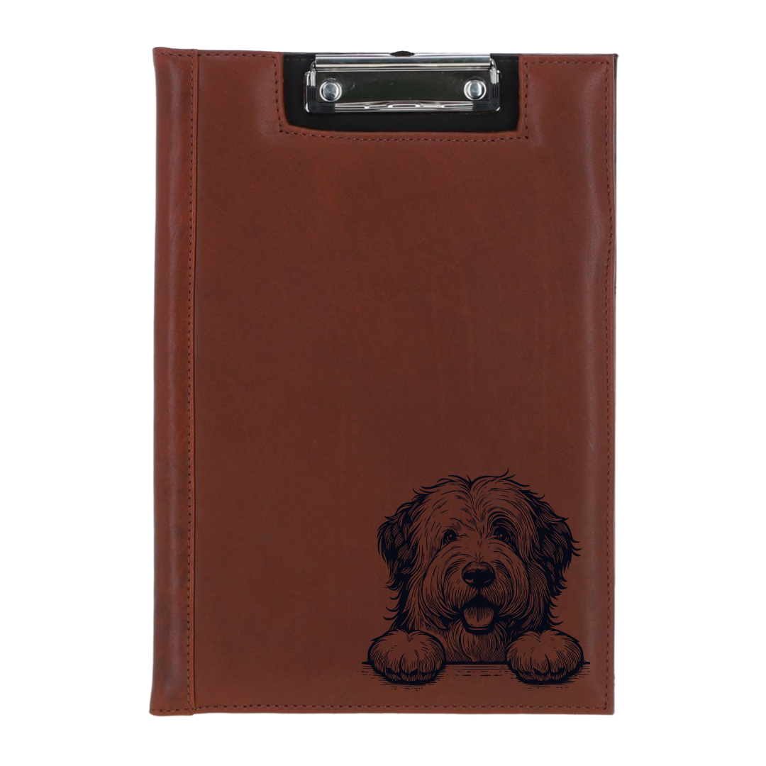 Old English Sheepdog Paws Engraved Leather Clipboard