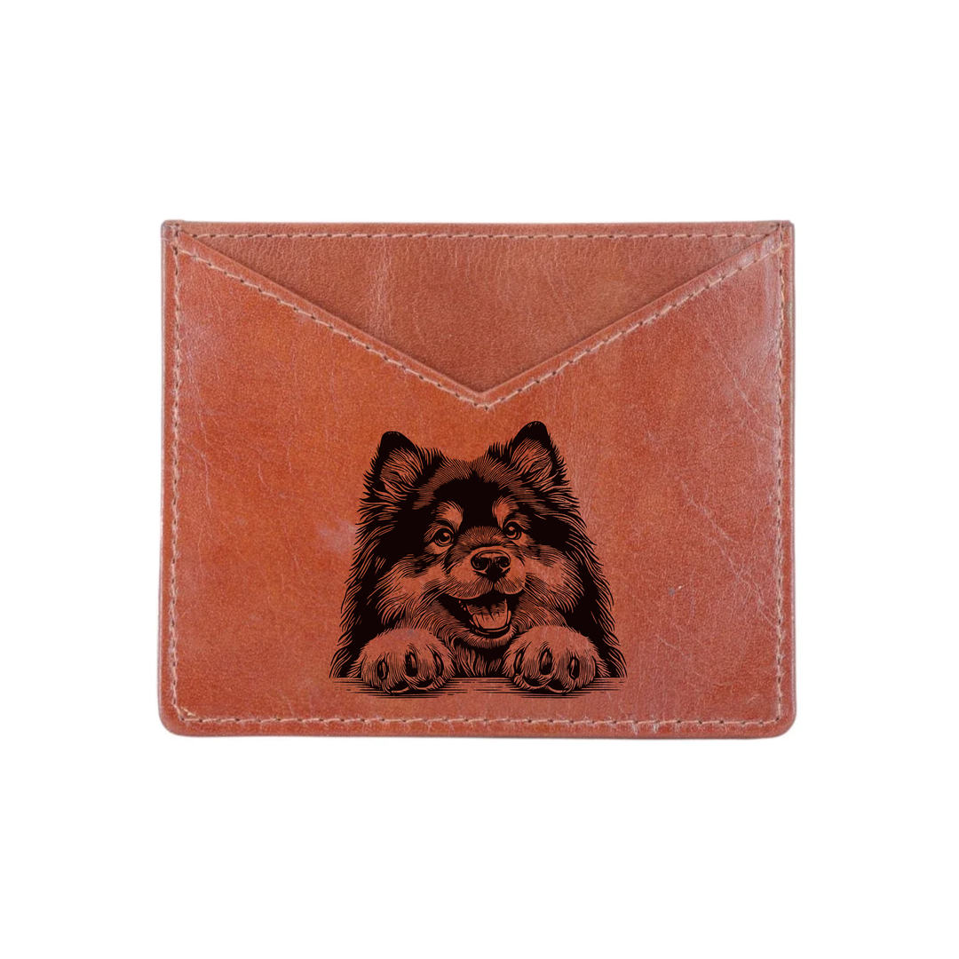 Finnish Lapphund Paws Engraved Genuine Leather Cardholder