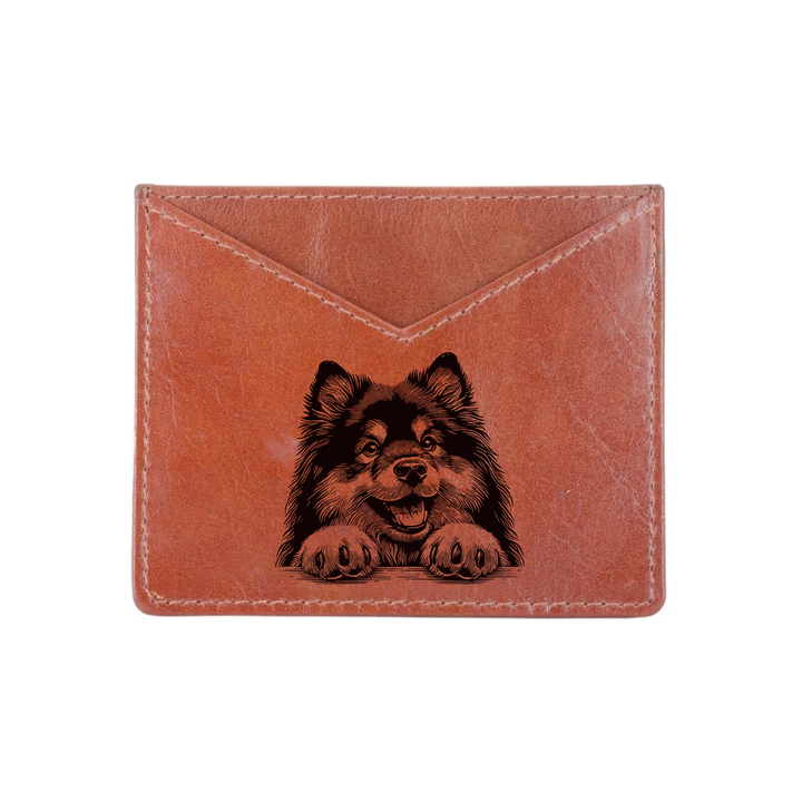 Finnish Lapphund Paws Engraved Genuine Leather Cardholder