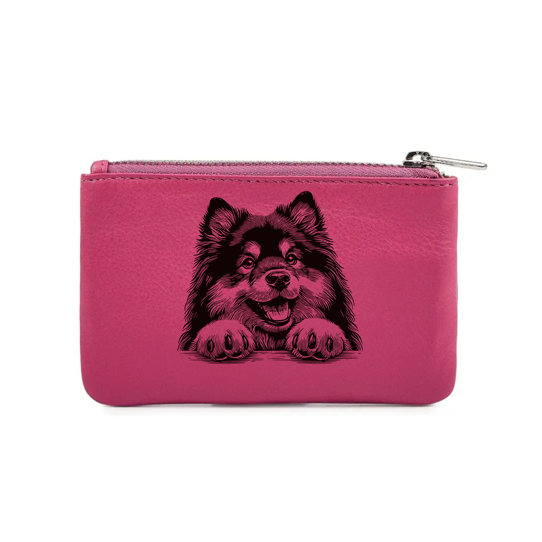 Finnish Lapphund Paws Engraved Genuine Leather Coin Purse (Multiple Colour Options)