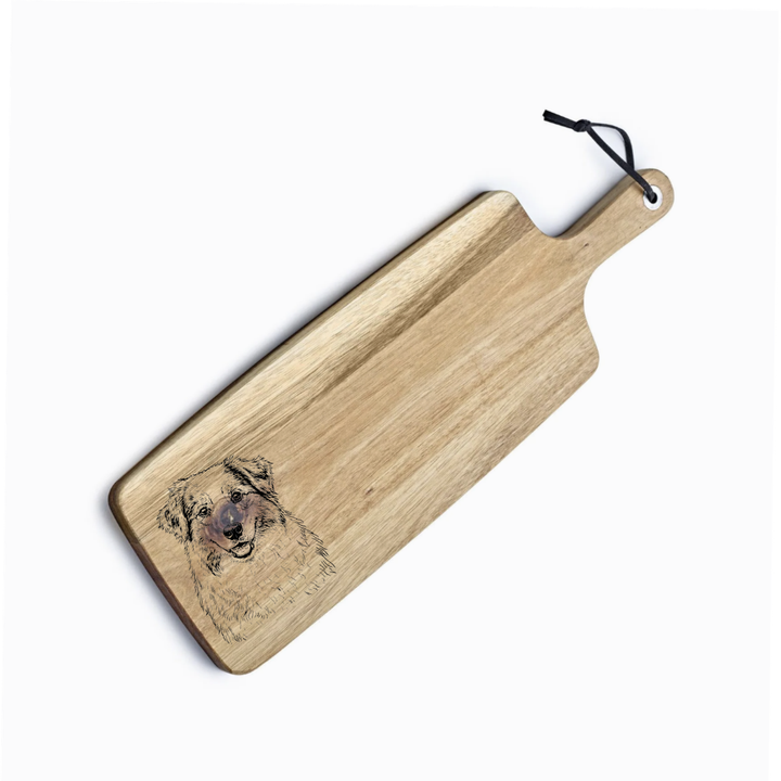 Personalised Australian Shepherd Face (D2) Engraved Acacia Serving Board
