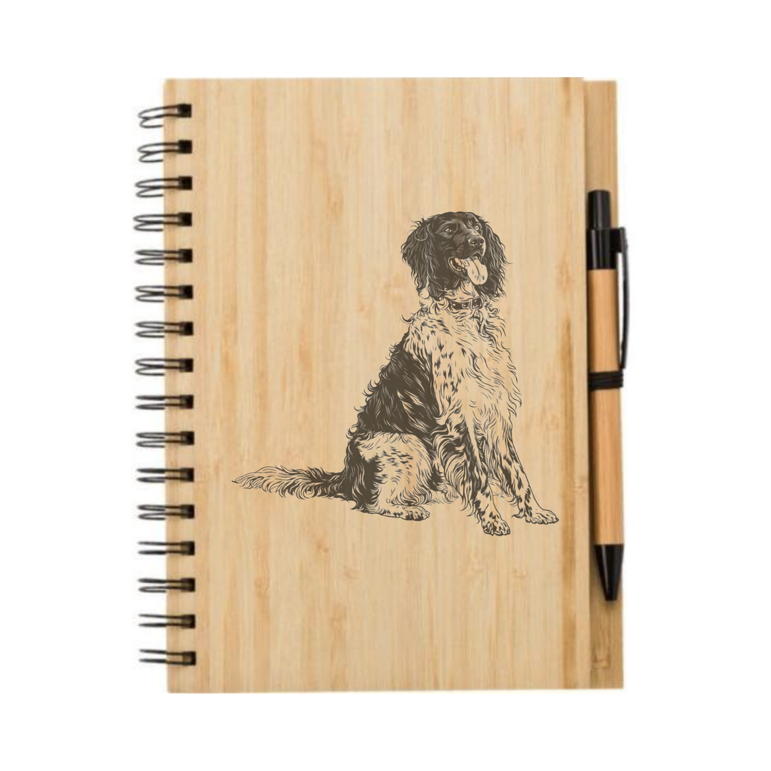 Large Munsterlander Sitting Illustration Engraved Notebook
