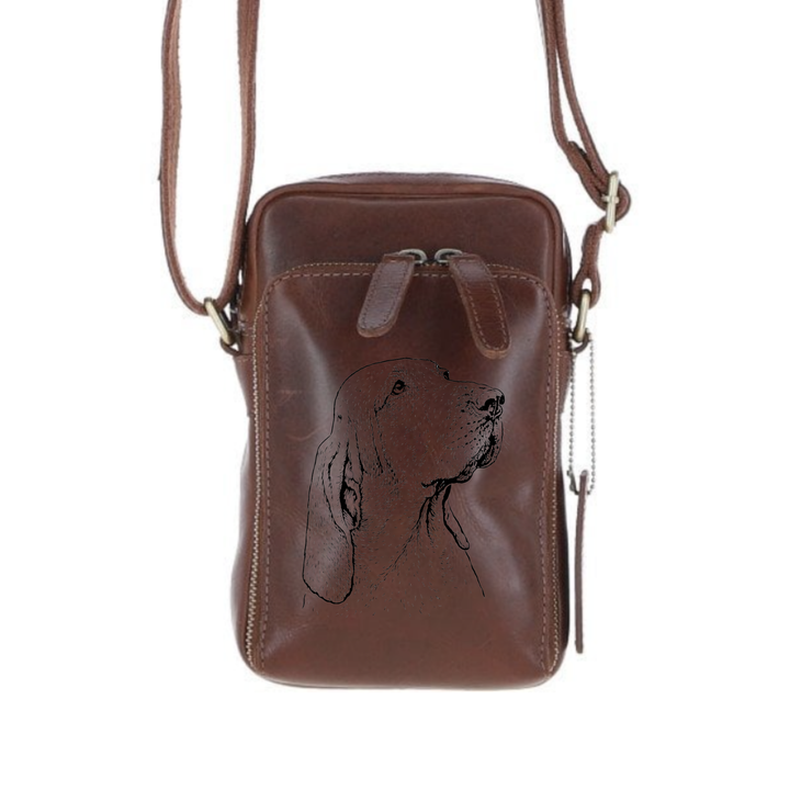 Personalised Bracco Italiano Face Leather Compact Crossbody Bag
