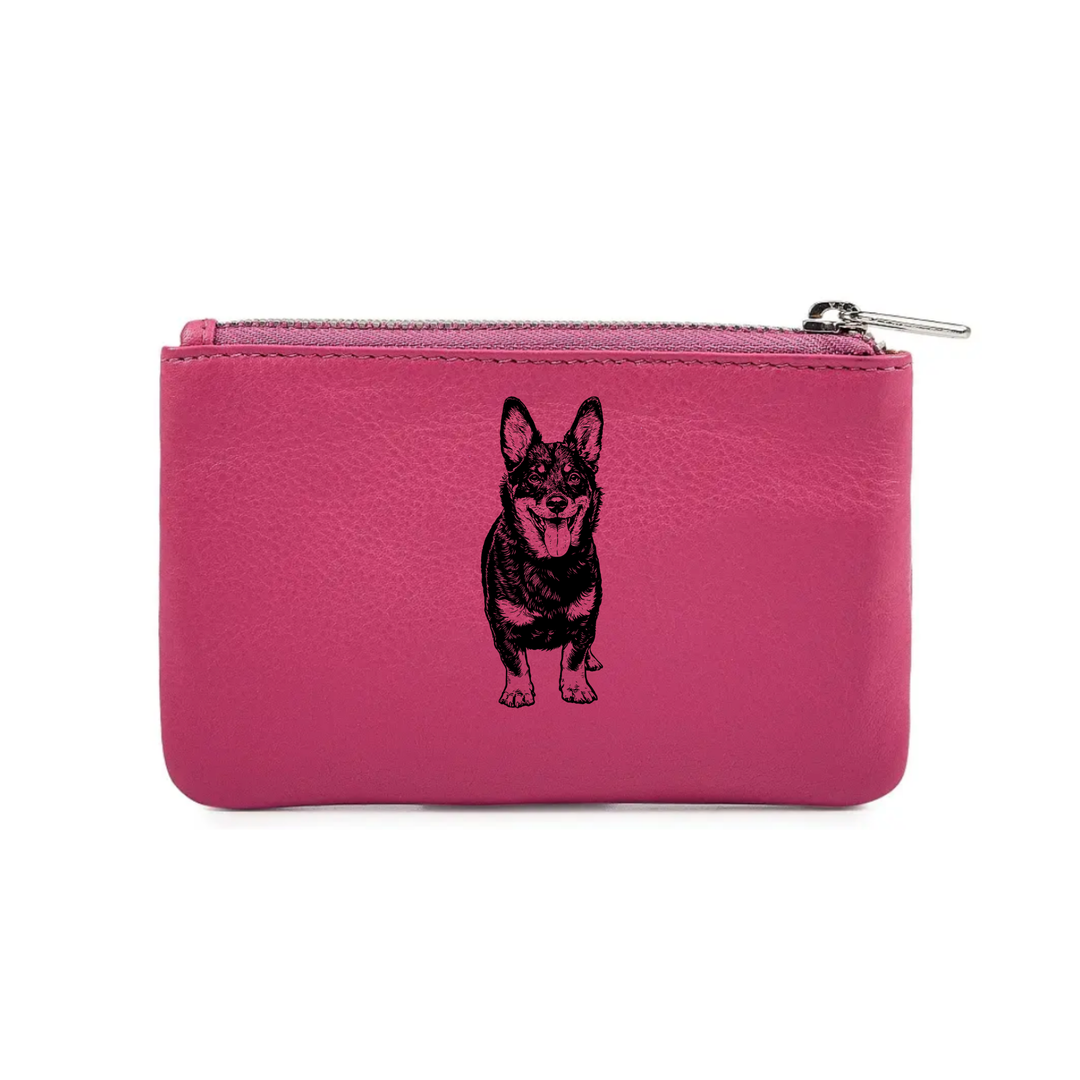 Lancashire Heeler Engraved Genuine Leather Coin Purse (Multiple Colour Options)