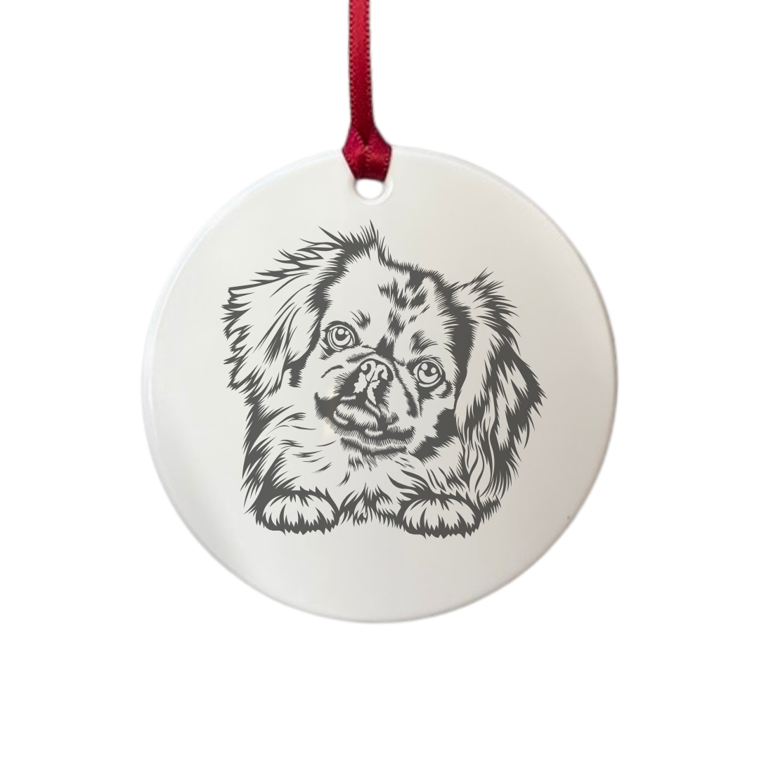Personalised Pekingese Paws Engraved White Acrylic Decoration