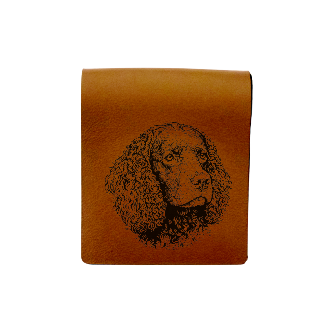 American Water Spaniel Face Engraved Genuine Leather Magnetic Bookmark
