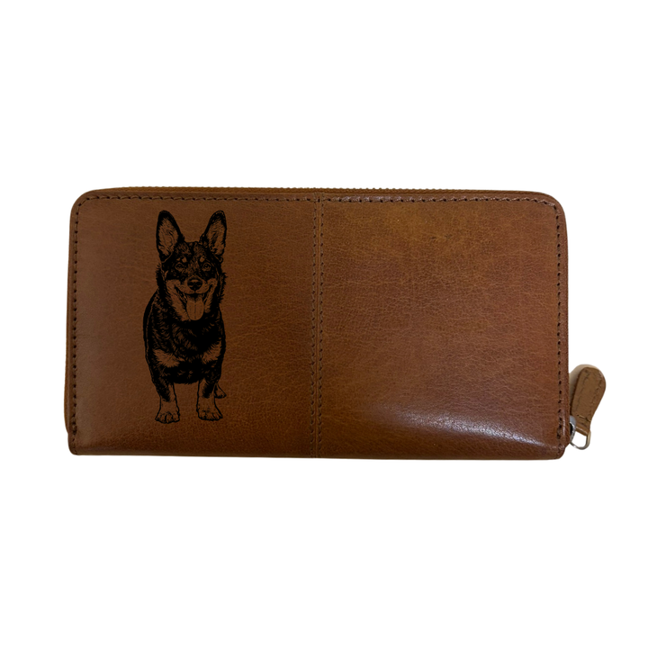 Lancashire Heeler Standing Engraved Large Leather Purse