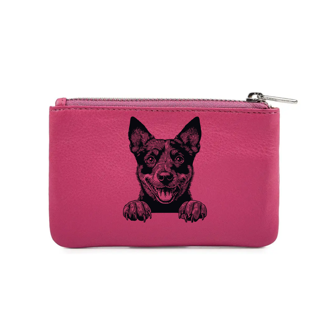 Lancashire Heeler Paws Engraved Genuine Leather Coin Purse (Multiple Colour Options)