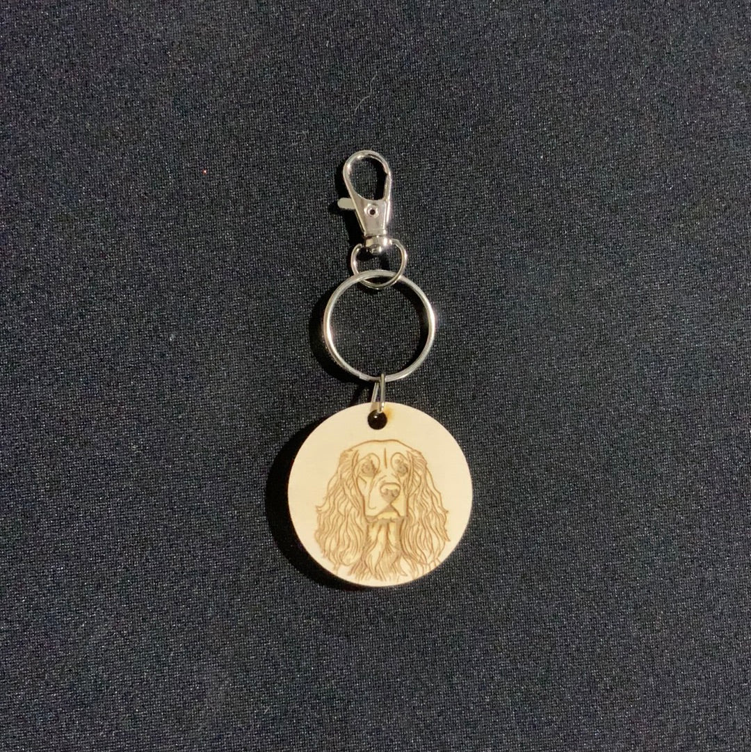 American Cocker Spaniel Dog Engraved Wooden Keyring