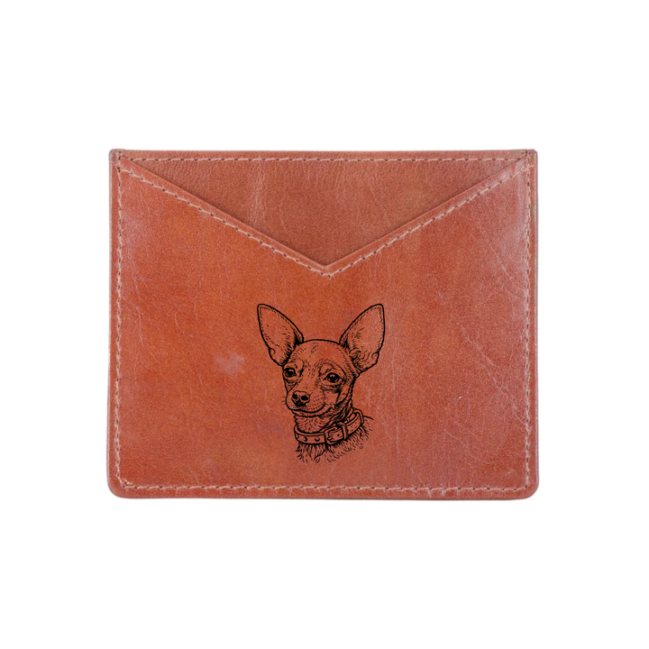 Smooth Russian Toy Face Engraved Genuine Leather Cardholder
