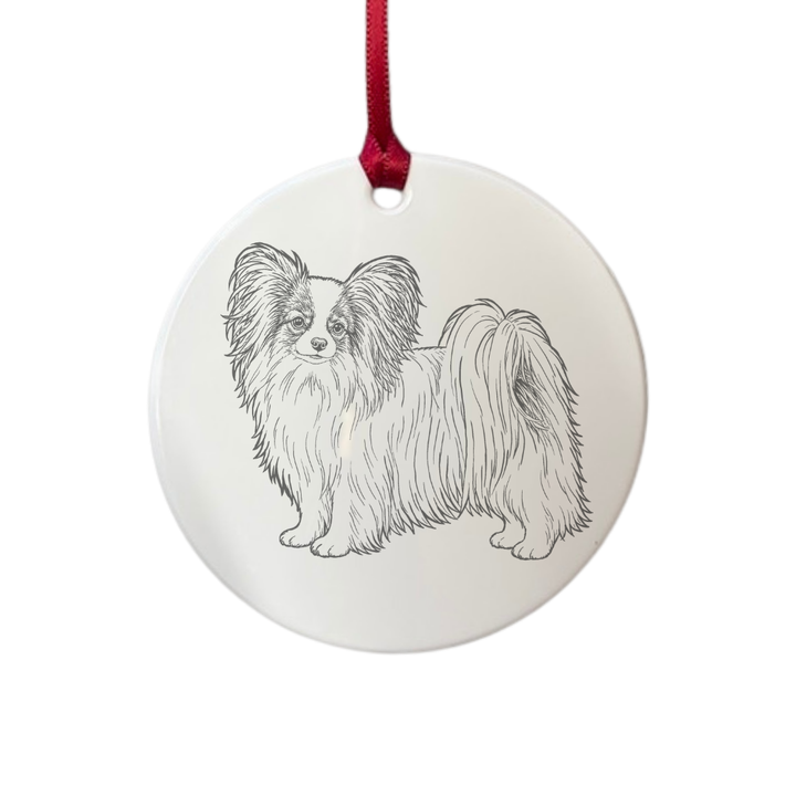 Personalised Papillon Standing Engraved White Acrylic Decoration