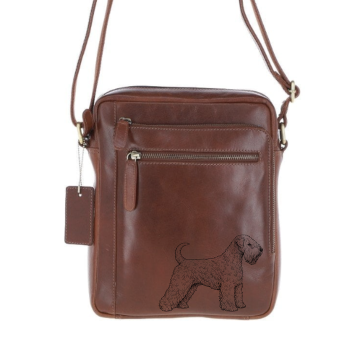 Personalised Standing Soft Coated Wheaten Terrier Engraved Leather Crossbody Bag