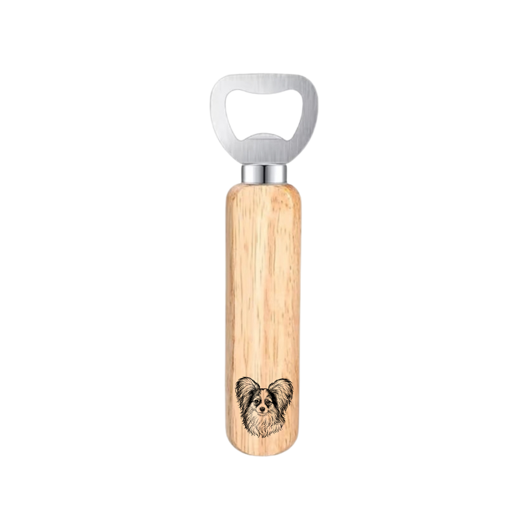 Papillon Face Engraved Wooden Bottle Opener