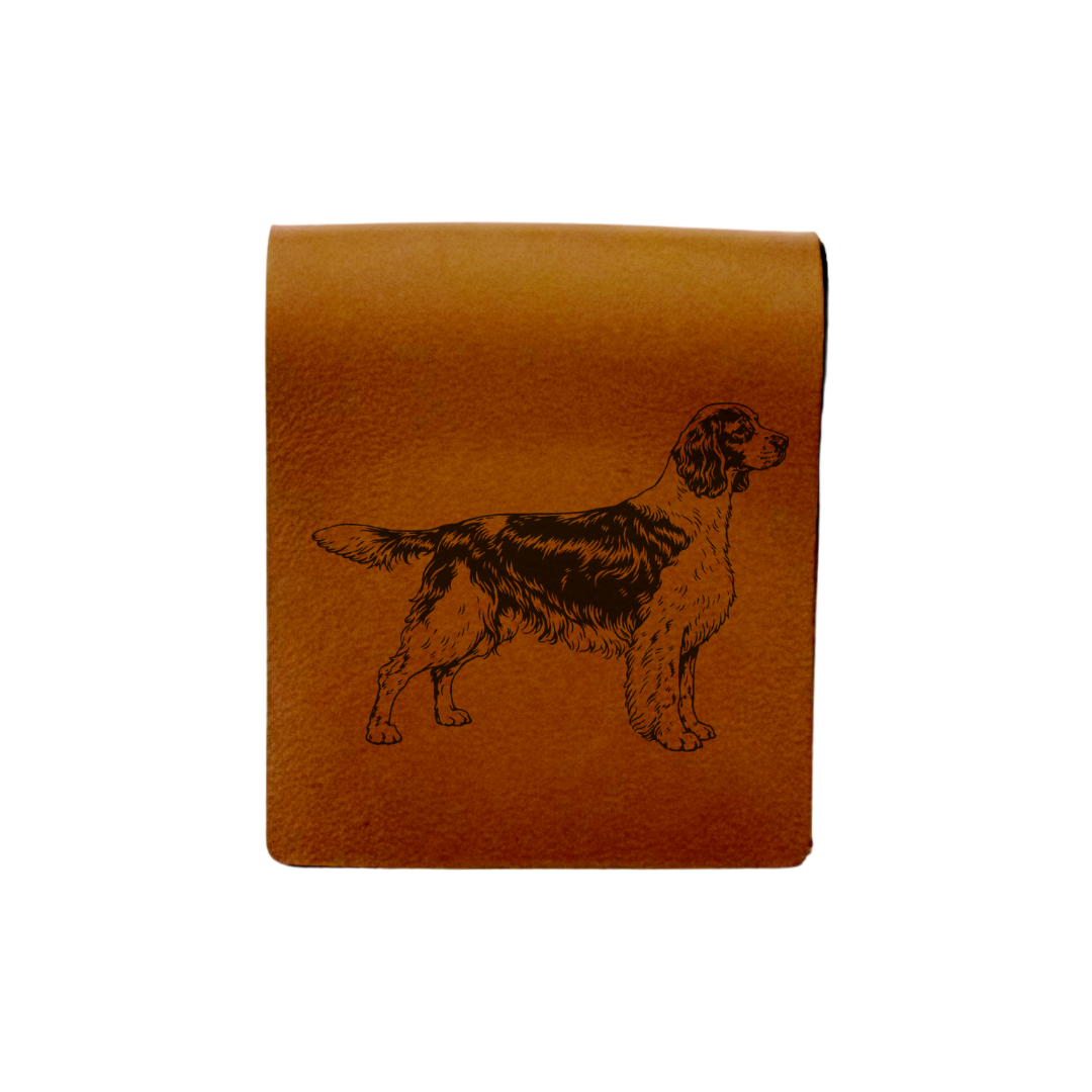 English Springer Spaniel Standing Engraved Genuine Leather Magnetic Bookmark