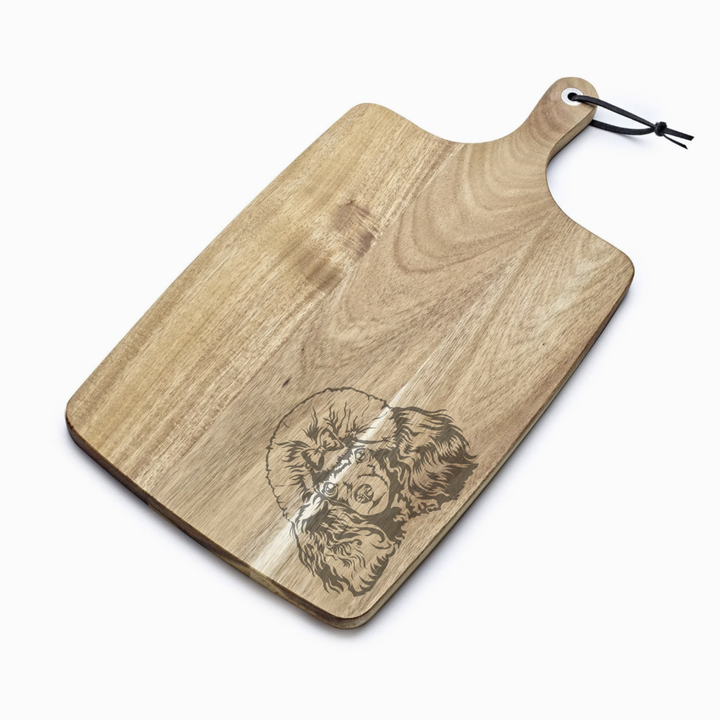 Personalised Poodle LD Face Engraved Acacia Serving Board