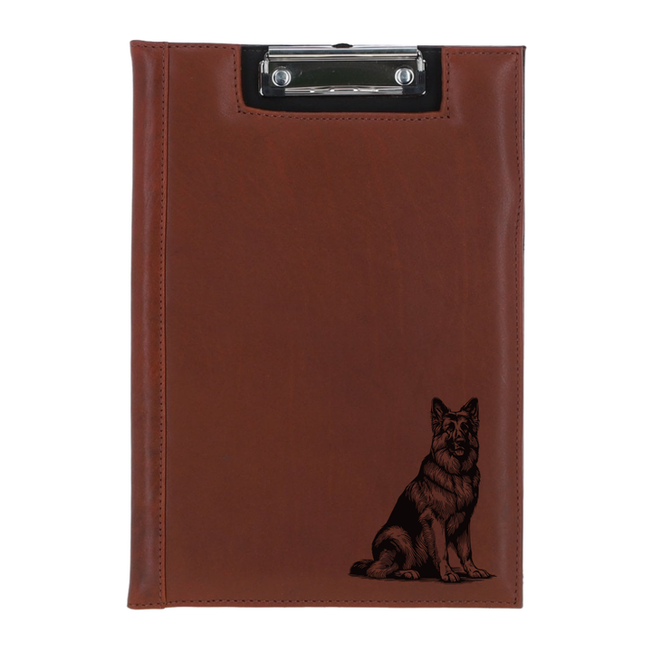German Shepherd Alsatian Sitting Engraved Leather Clipboard