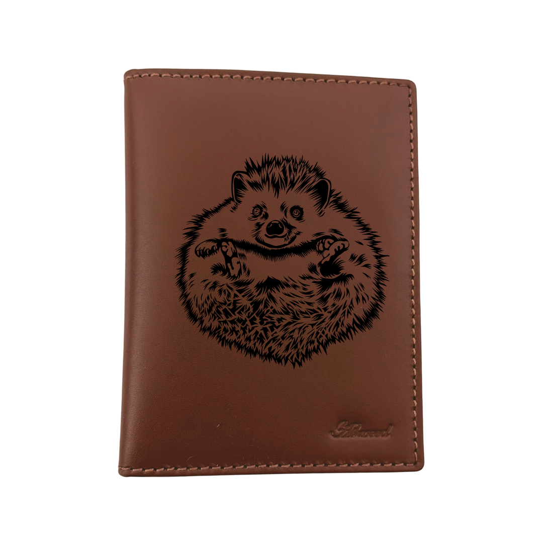 Hedgehog Belly Engraved Leather Passport Cover