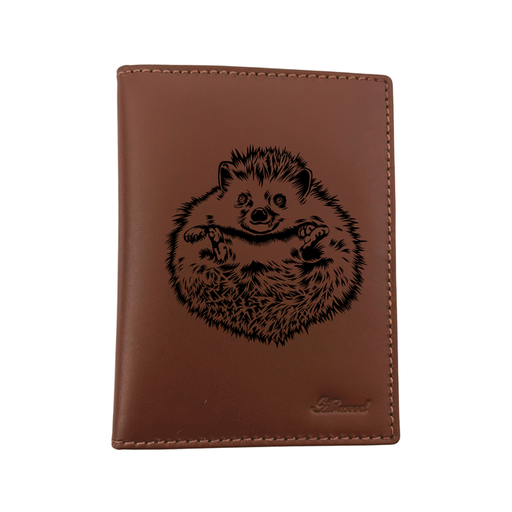 Hedgehog Belly Engraved Leather Passport Cover