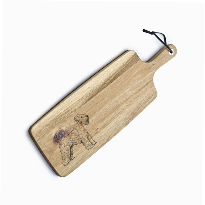 Personalised Soft Coated Wheaten Terrier Standing Engraved Acacia Serving Board