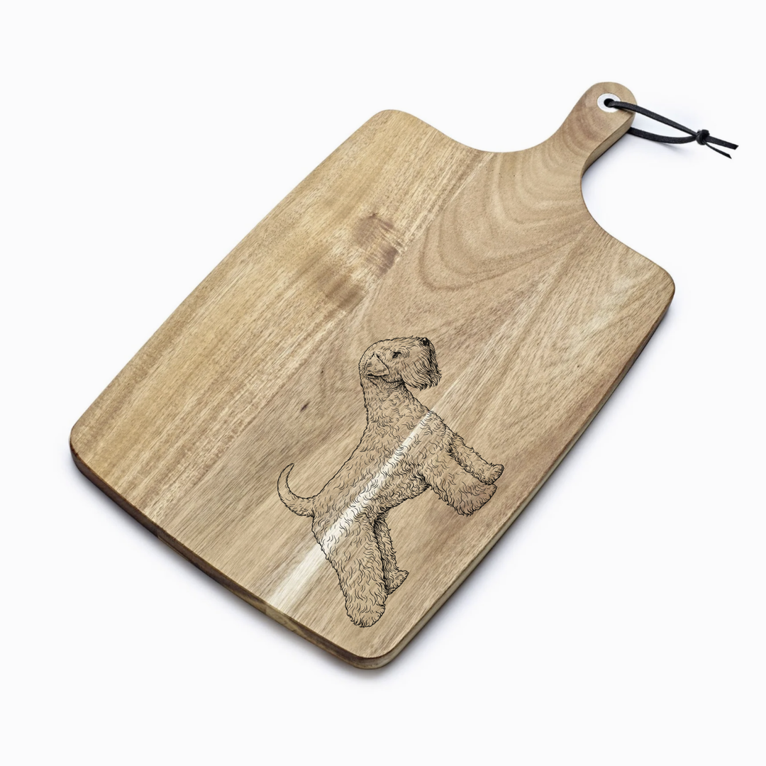 Personalised Soft Coated Wheaten Terrier Standing Engraved Acacia Serving Board