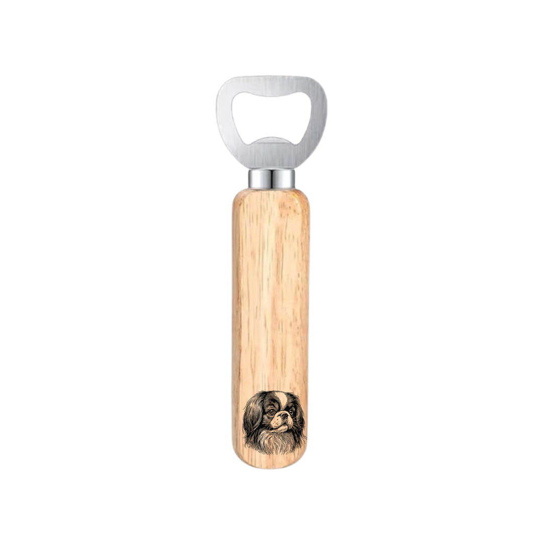 Japanese Chin Face Engraved Wooden Bottle Opener