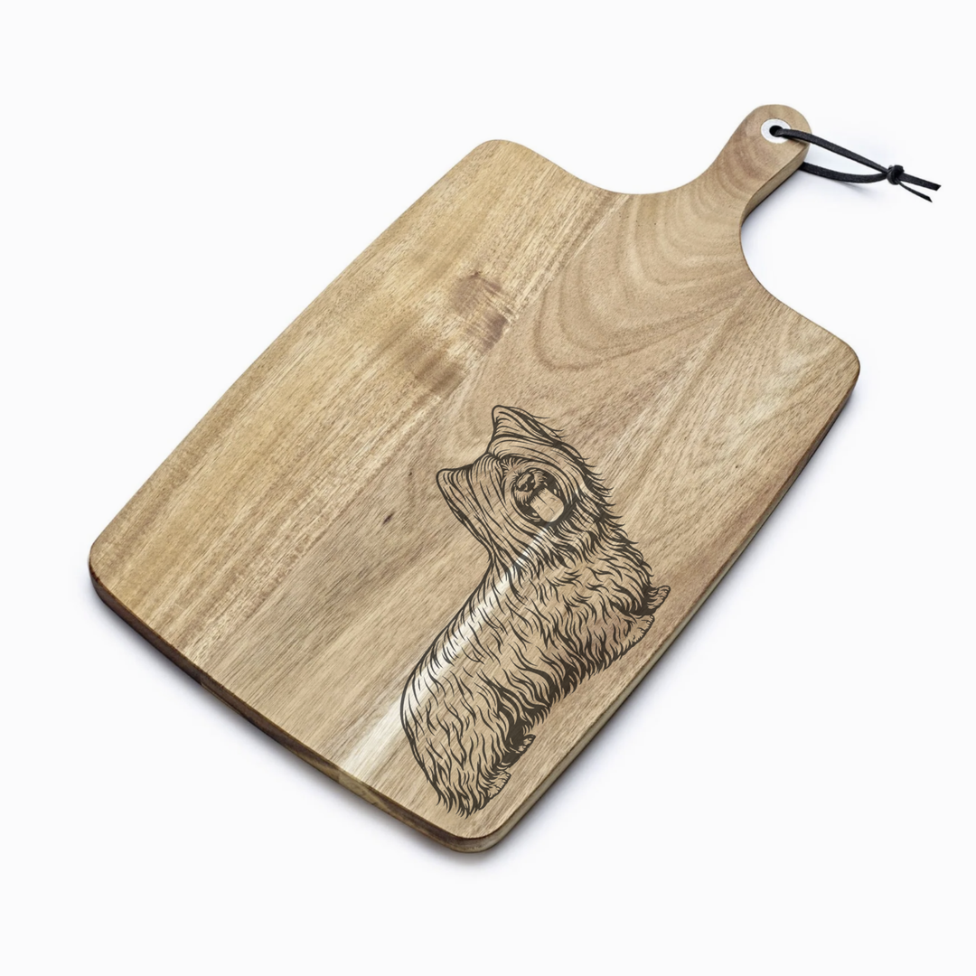 Personalised Skye Terrier Standing Engraved Acacia Serving Board
