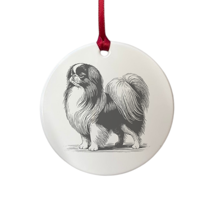 Personalised Japanese Chin Standing Engraved White Acrylic Decoration