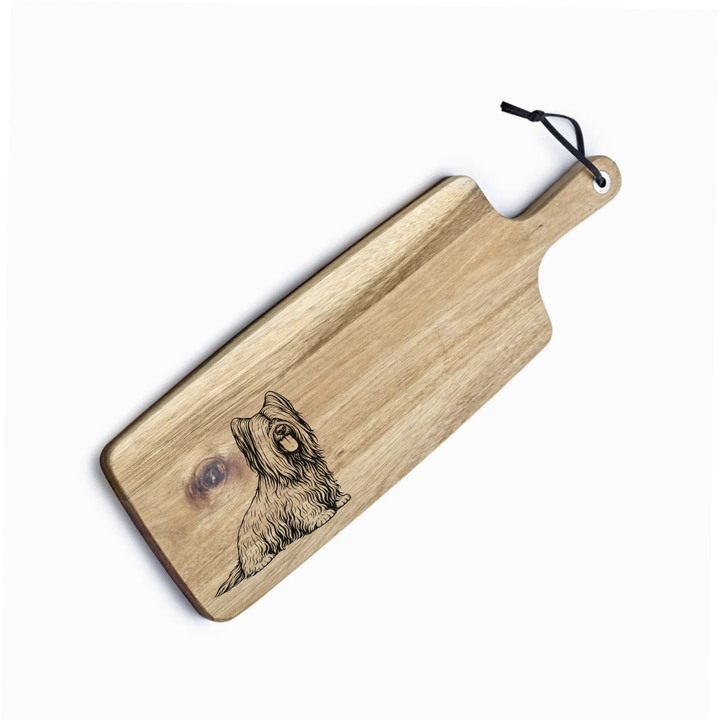 Personalised Skye Terrier Sitting Engraved Acacia Serving Board
