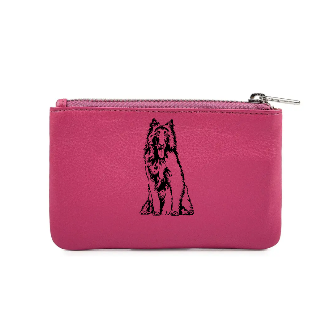 Belgian Shepherd Engraved Genuine Leather Coin Purse (Multiple Colour Options)