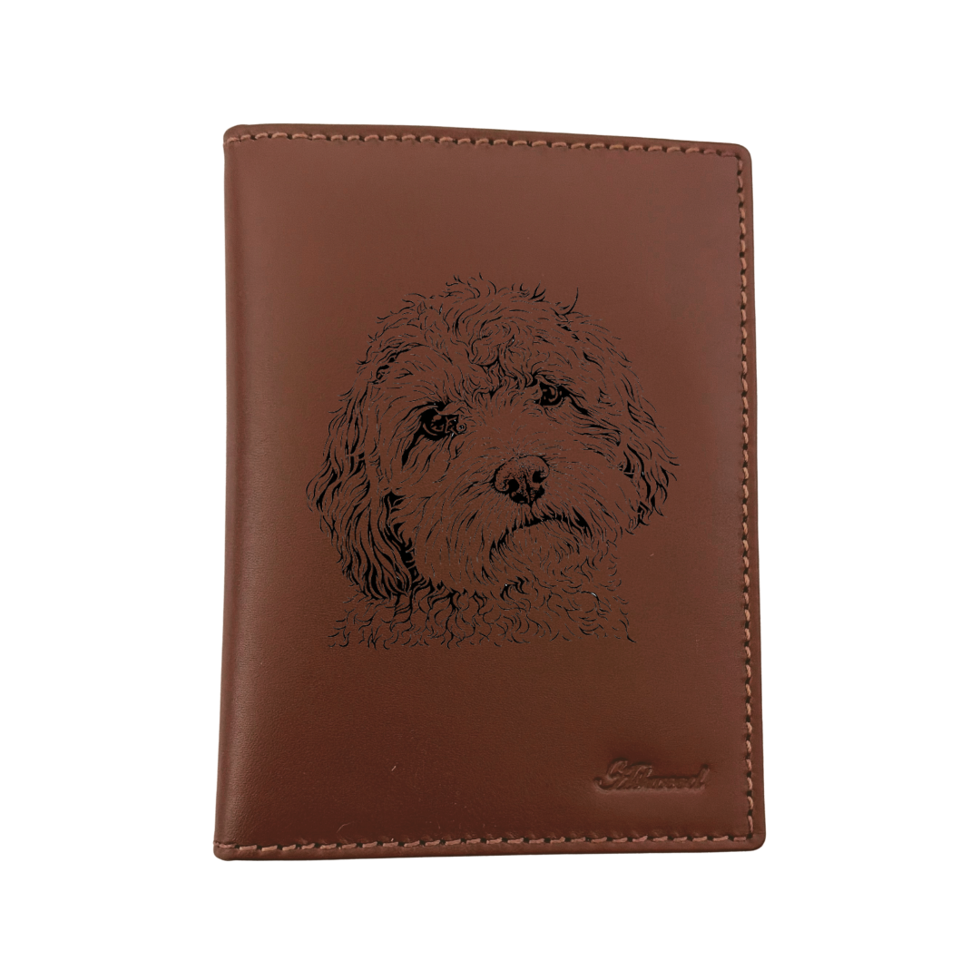 Cockerpoo Engraved Leather Passport Cover