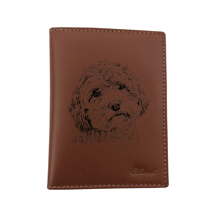 Cockerpoo Engraved Leather Passport Cover