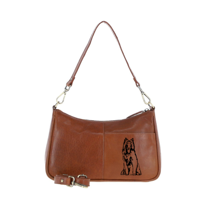 Belgian Shepherd Engraved Genuine Leather Shoulder Bag