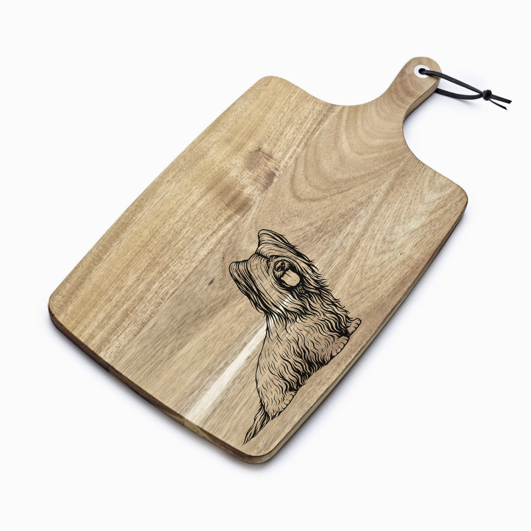 Personalised Skye Terrier Sitting Engraved Acacia Serving Board