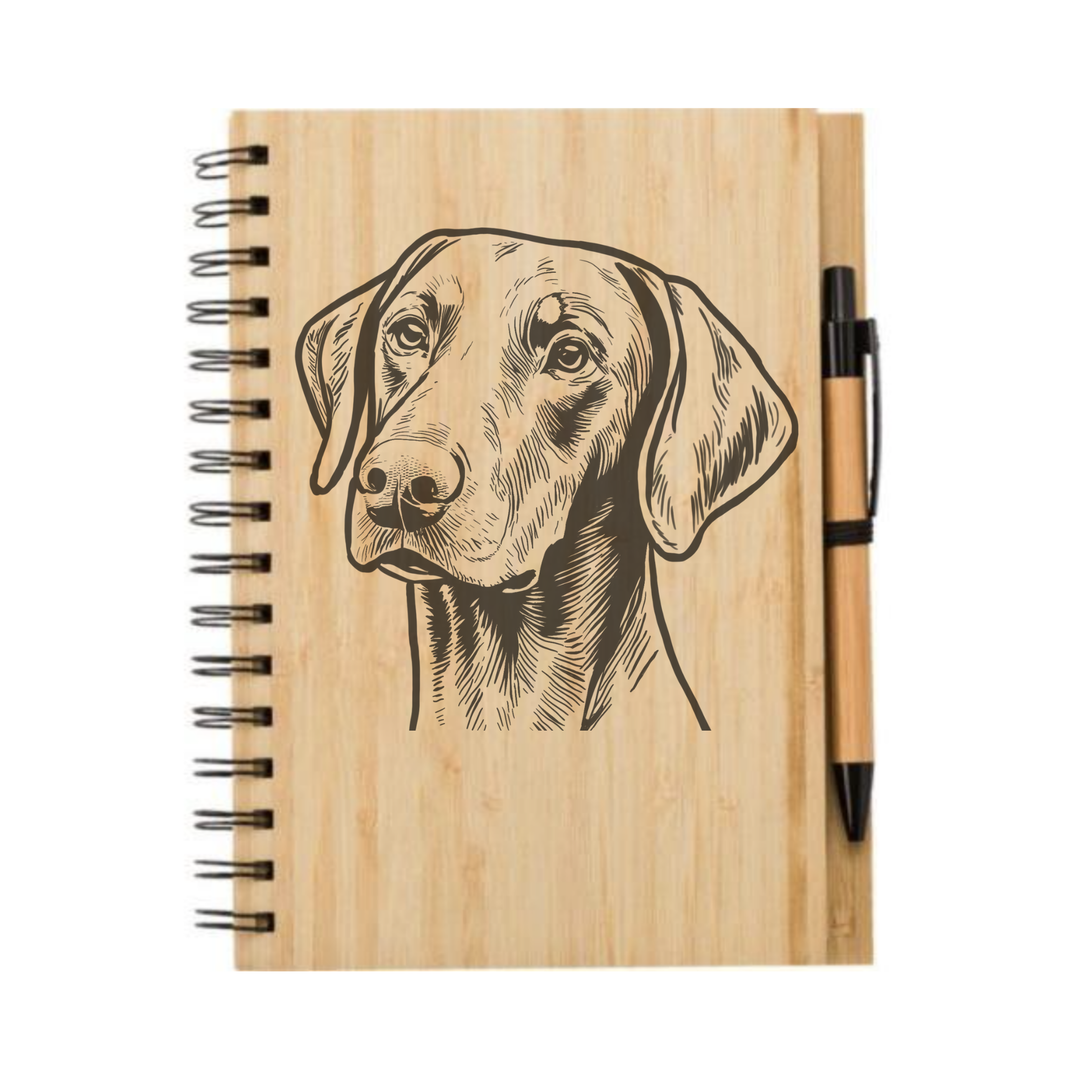 Dobermann Face Illustration Engraved Notebook