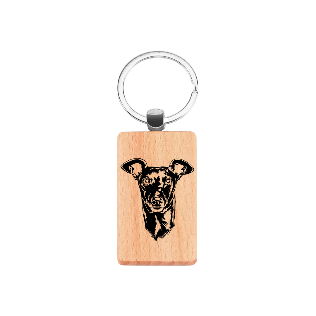 Italian Greyhound Engraved Rectangle Wooden Keyring