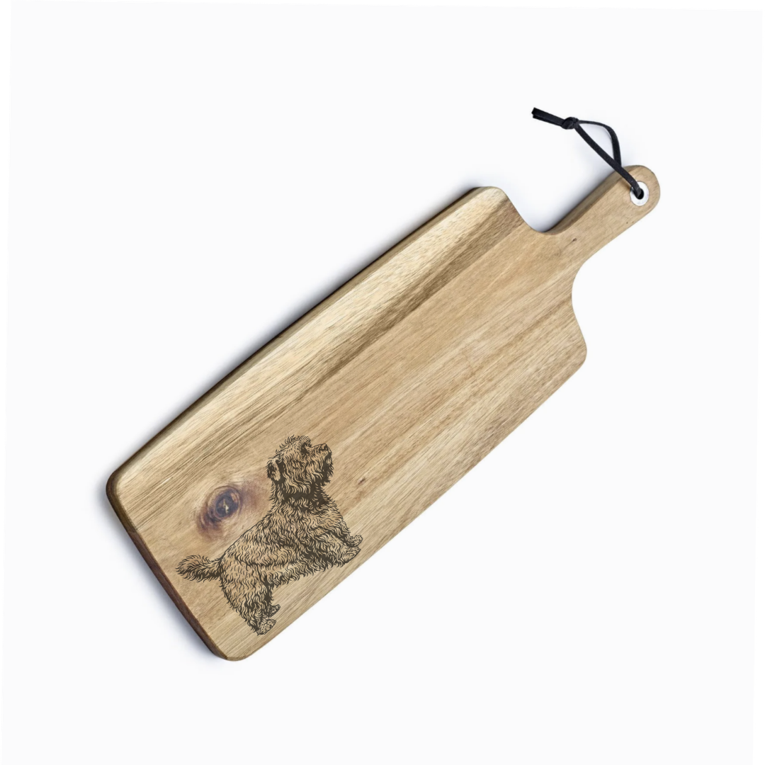 Personalised Glen of Imaal Standing Engraved Acacia Serving Board