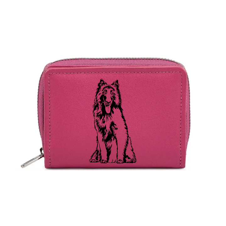 Belgian Shepherd Engraved Small Leather Purse (Green/Pink/Blue/Red)