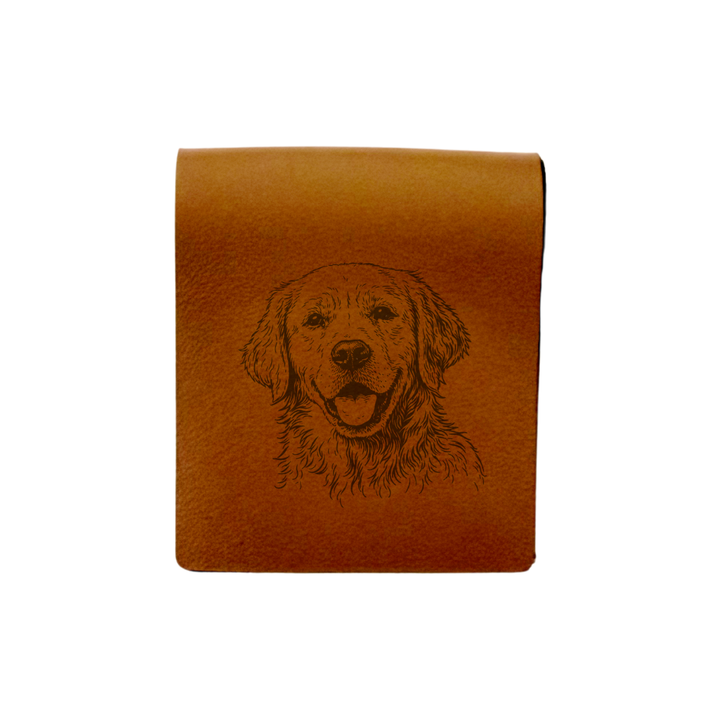 Golden Retriever Face Engraved Genuine Leather Magnetic Bookmark