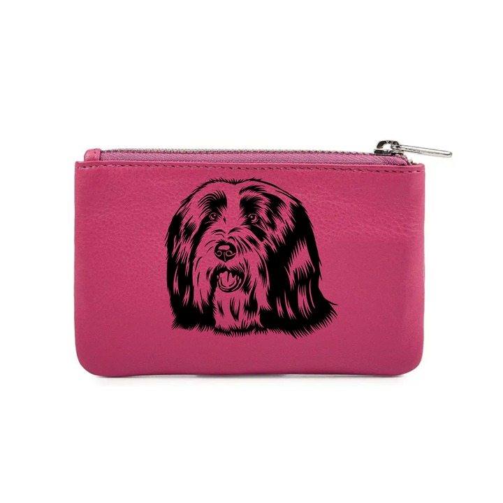 Bearded Collie Engraved Genuine Leather Coin Purse (Multiple Colour Options)